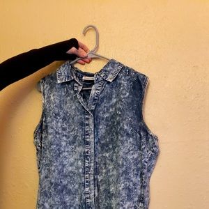Distressed Denim Asymmetrical Dress